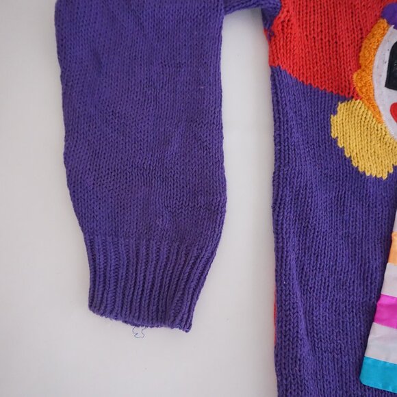 Vintage Nuggets Red Purple Cotton Blend Clown Circus Applique Knit Sweater L - Picture 9 of 10